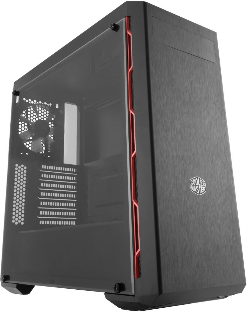 Cooler Master MCB-B600L-KA5N-S00 MasterBox MB600L Mid-Tower Computer Case, ATX, Micro ATX, Mini ITX Supported, Sleek Design with Red Side Trim and Acrylic Side Panel
