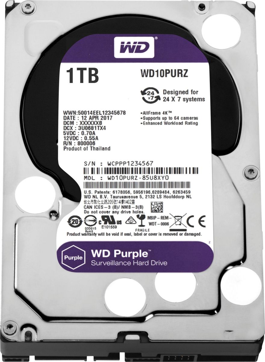 WD Purple 1TB Surveillance Hard Disk Drive 3.5"" Sata WD10PURZ