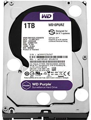 WD Purple 1TB Surveillance Hard Disk Drive - 5400 RPM Class SATA 6 Gb/s 64MB Cache 3.5 Inch - WD10PURZ