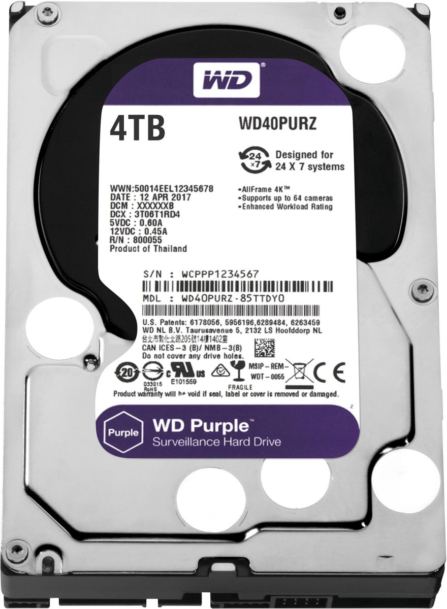 WD Purple 4TB Surveillance Hard Disk Drive 3.5 Inch Inch Sata WD40PURZ