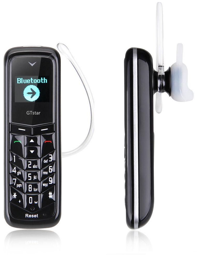 Cellphone BM50 - 0.66 Mini Mobile Phone With Bluetooth Headphones - Black