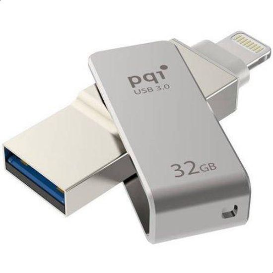 PQI iConnect mini 32GB Lightning/USB 3.0 Flash Drive for Apple iPhone/iPad, Iron Gray