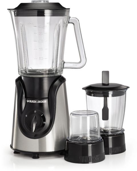 Black & Decker 600W Glass Blender with with Grinder and Mincer Chopper - White and Black [BX600G-B5]