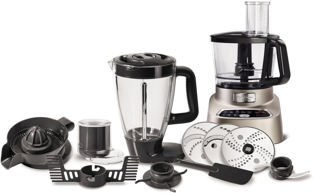 Moulinex 1000W Double Force Food Processor, Blender & Chopper - FP826H27, Silver, Stainless Steel