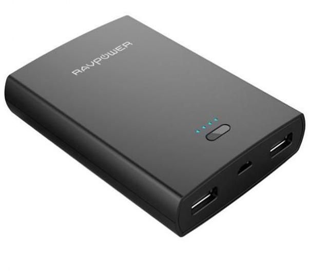 RAVPower Basis Series Portable Powerbank 10400mAh Power Bank External Battery Pack with iSmart Technology for iPhone, iPad, Smartphones and Tablets - Black