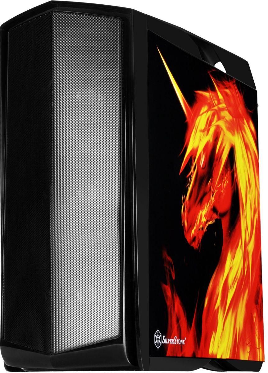 SilverStone ATX Gaming Tower Case RGB Lighting and Graphics Side Panel PM01B Black