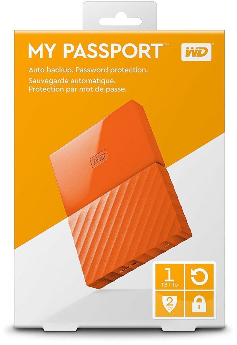WD 1TB My Passport  Portable External Hard Drive USB 3.0 - Orange, WDBYNN0010BOR