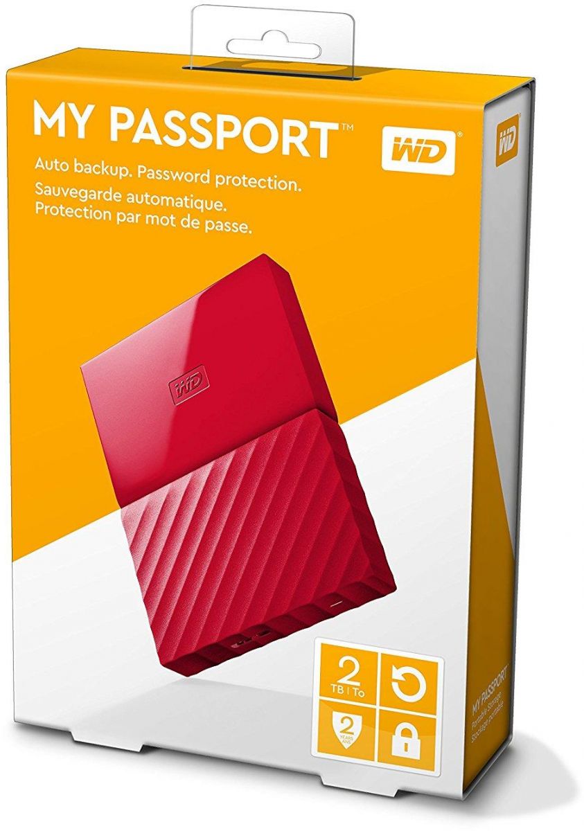 WD 2TB My Passport  Portable External Hard Drive USB 3.0 - Red, WDBYFT0020BRD