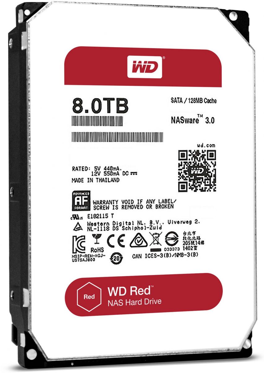 Western Digital 8 TB WD Red NAS Hard Disk Drive - 5400 RPM Class SATA 6 Gb/s 256MB Cache 3.5 Inch - WD80EFAX